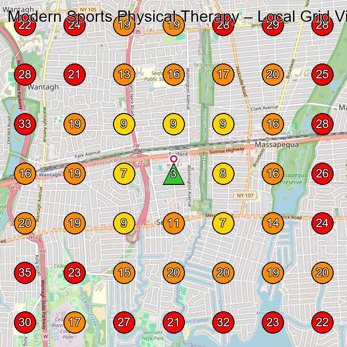 Modern Sports Physical Therapy GeoGrid visibility map for Chiropractor in Amityville